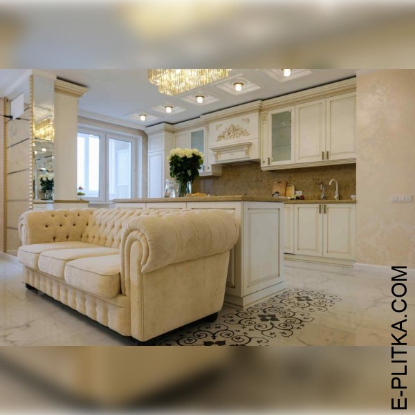 Большая кухня классика с островом и буфетом