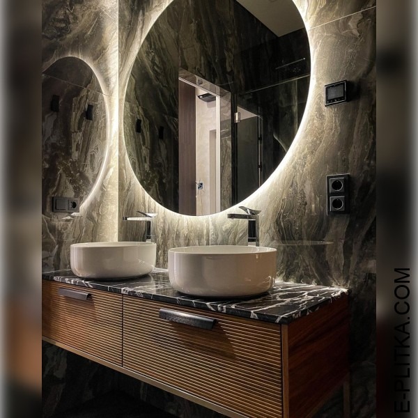 Изготавливаем дизайнерскую мебель для ванной в Киеве под заказ нестандартных размеров и по индивидуальному дизайн-проекту. Современный стиль мебели со столешницей под две раковины-чаши ЗВОНИТЕ ☎️ +38(073) 576 63 03 ✔️ Лучшее качество и цены!