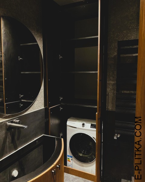 Шпонована шафа для ванної під пральну машину