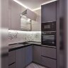 Серая с белым кухня AGT супермат со встроенными шкафами