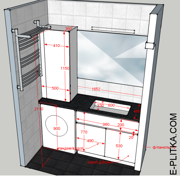 Нестандартная мебель для ванной со столешницей