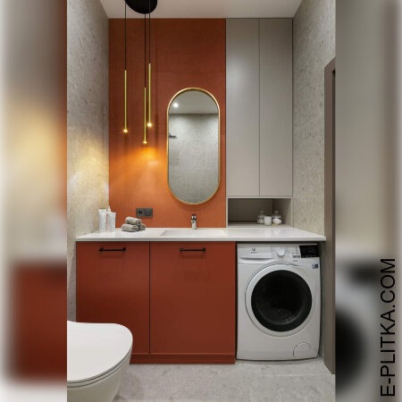 Дизайн ванной комнаты со столешницей и стиральной машиной