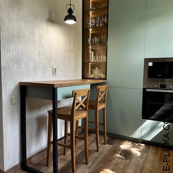 Кухня Fenix із чорною профільною ручкою