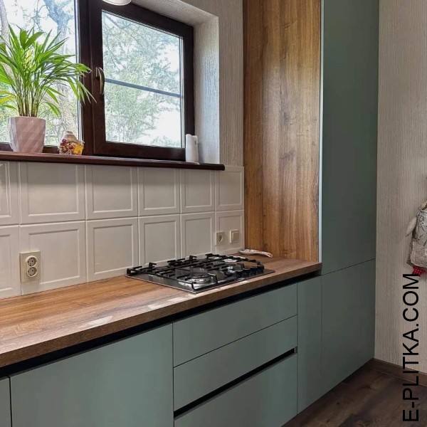 Кухня Fenix із чорною профільною ручкою