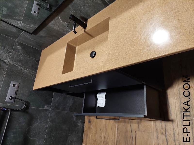 Изготовим под заказ столешницу для ванной с влитой раковиной в Киеве, нестандартных размеров и по индивидуальному дизайн-проекту. В ванную столешница с раковиной из искусственного камня на мебель со стиральной машиной. ЗВОНИТЕ ☎️ +38(073) 576 63 03 ✔️ Луч