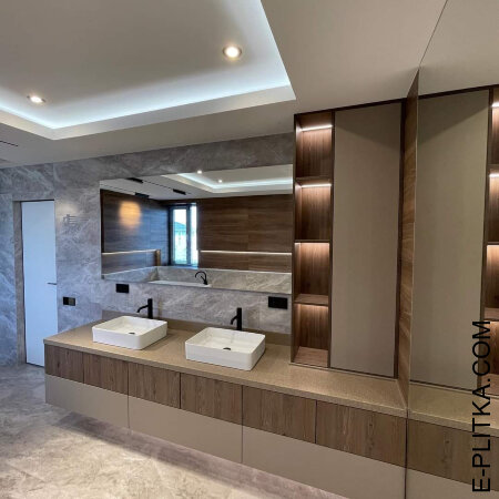 Индивидуальная мебель для ванной комнаты с двумя раковинами