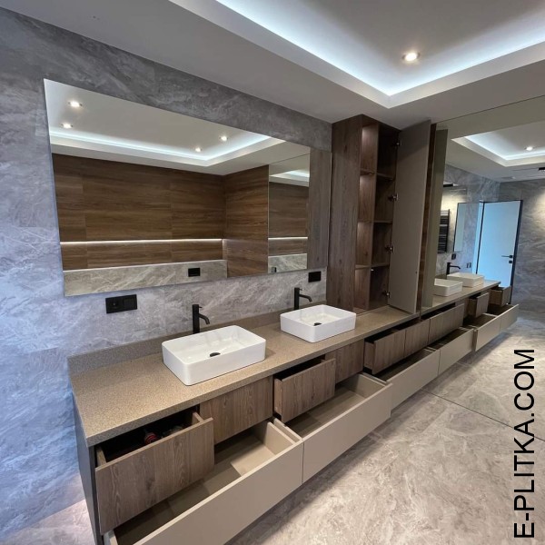 Индивидуальная мебель для ванной комнаты с двумя раковинами