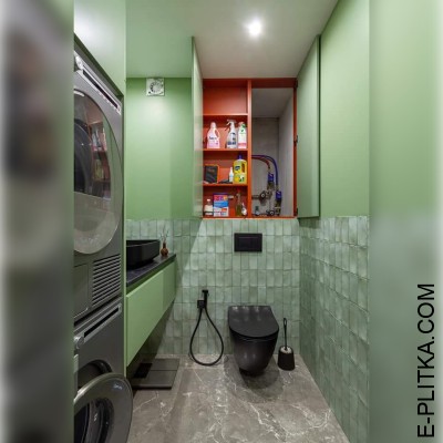 Влагостойкая мебель для ванной с накладной раковиной