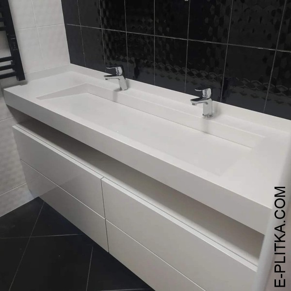 Изготовим мебель для ванной 145см с двойной раковиной в Киеве под заказ нестандартных размеров и по индивидуальному дизайн-проекту. Комплект мебели со столешницей 145 см со сдвоенной раковиной в ванную комнату. ЗВОНИТЕ ☎️ (063) 641 35 65 ✔️ Лучшее качеств