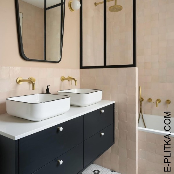 Изготовим мебель для ванной с двумя раковинами в Киеве под заказ нестандартных размеров и по индивидуальному дизайн-проекту. Стильный комплект мебели: черная тумба и белая каменная столешница под две раковины чаши. ЗВОНИТЕ ☎️ (063) 641 35 65 ✔️ Лучшее кач