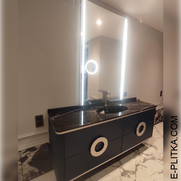 Заказная мебель для ванной в Киеве под заказ нестандартных размеров и по индивидуальному дизайн-проекту. Комплект модной мебели в ванную: подвесная тумба, столешница из кварцевого камня с врезной раковиной, зеркало. ЗВОНИТЕ ☎️ (063) 641 35 65 ✔️ Лучшее ка