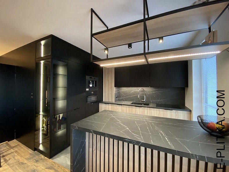 Кухня Perfecta mebli Düsseldorf, современный стиль кухни на заказ, кухня в индустриальном стиле loft