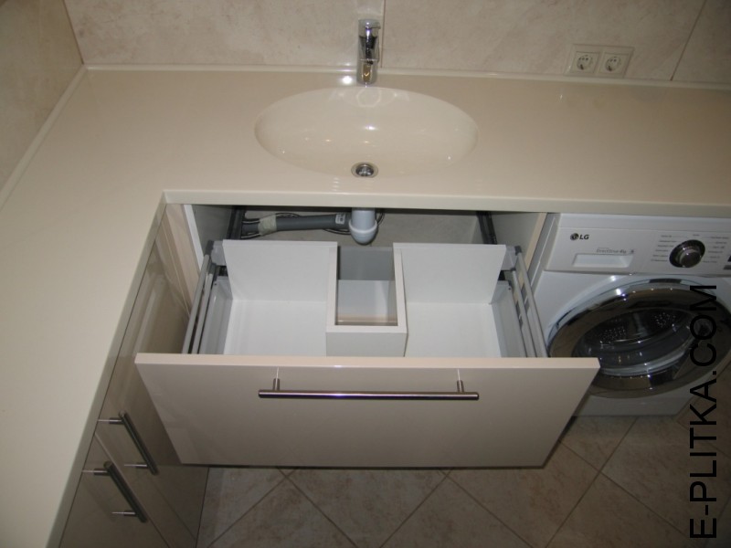 Встроенная угловая мебель для ванной