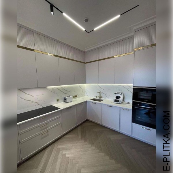 Класична кухня фарбований МДФ із сучасним фрезеруванням