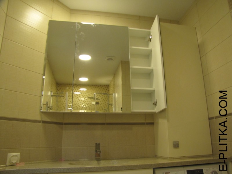 Встроенная мебель для ванной со столешницей