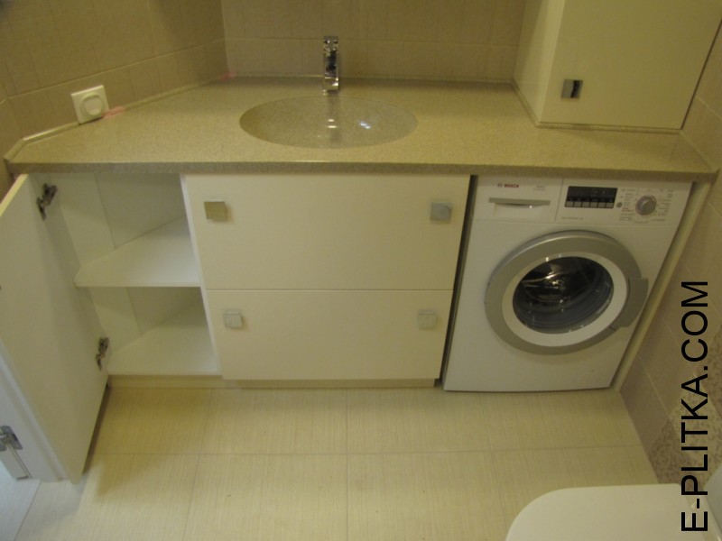 Встроенная мебель для ванной со столешницей