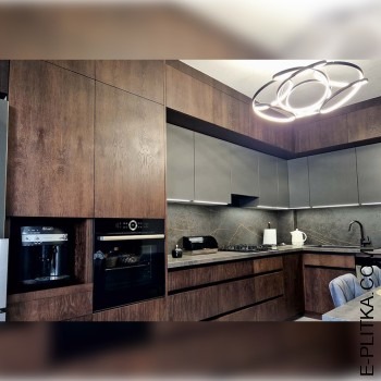 Кухня «Silena» темне дерево з сірим