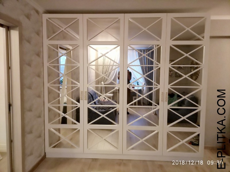 Шкаф «Аполон» — фасады зеркало с перекрестьями