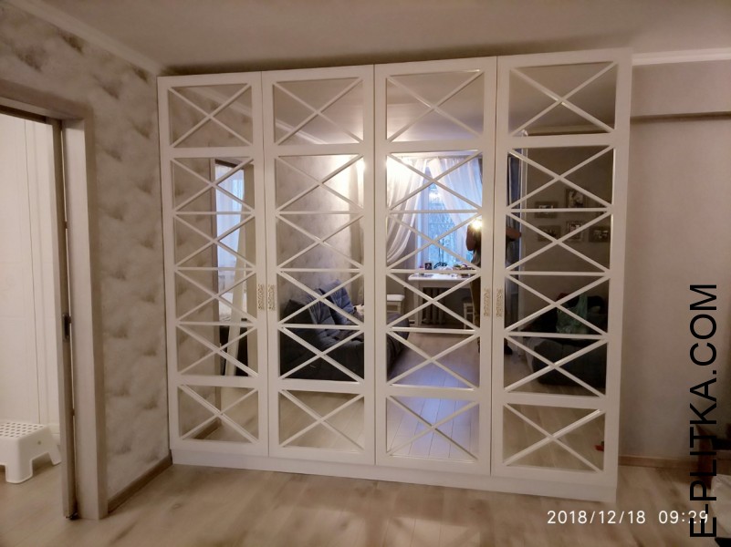 Шкаф «Аполон» — фасады зеркало с перекрестьями