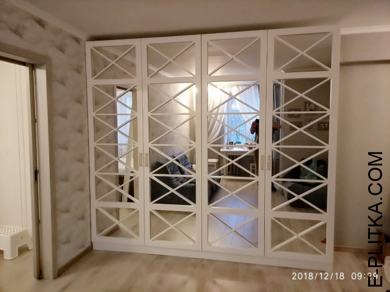 Шкаф «Аполон» — фасады зеркало с перекрестьями