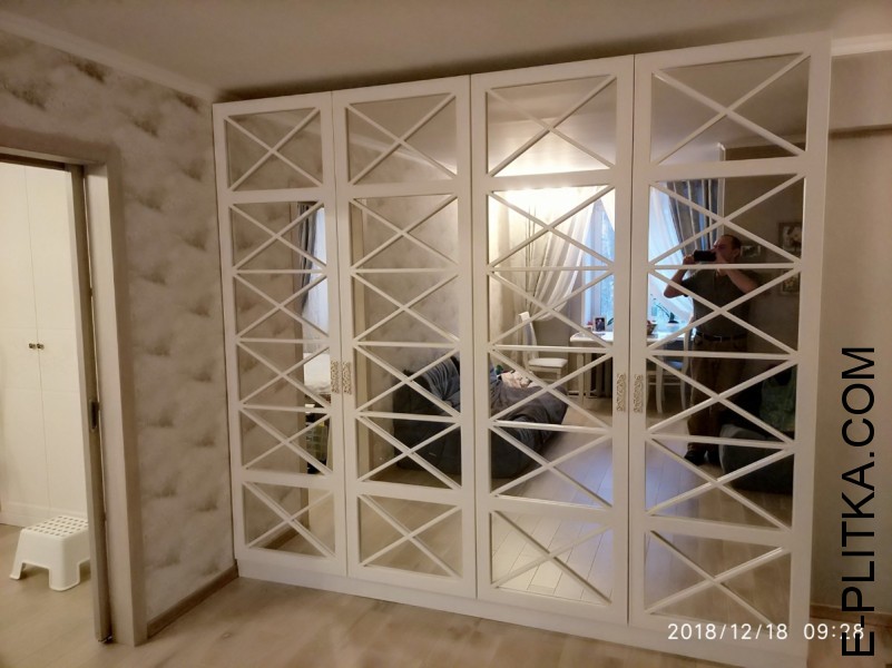 Шкаф «Аполон» — фасады зеркало с перекрестьями