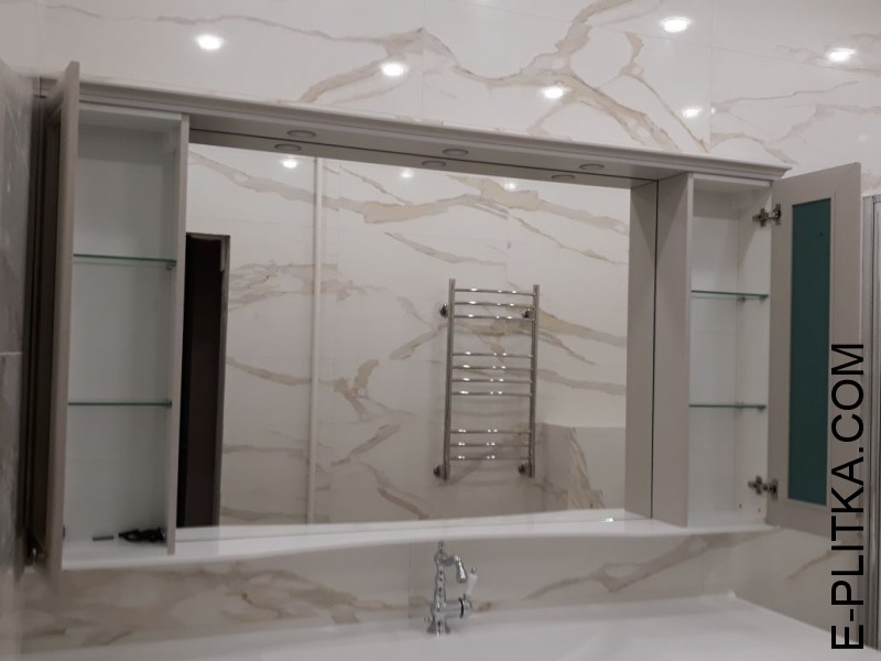 Мебель для ванной с двумя раковинами по индивидуальному проекту