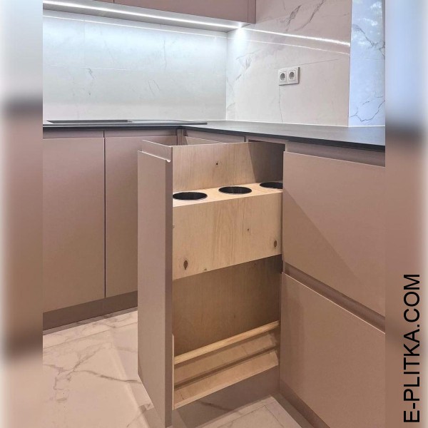 Кухня кольору капучіно з інтегрованими ручками