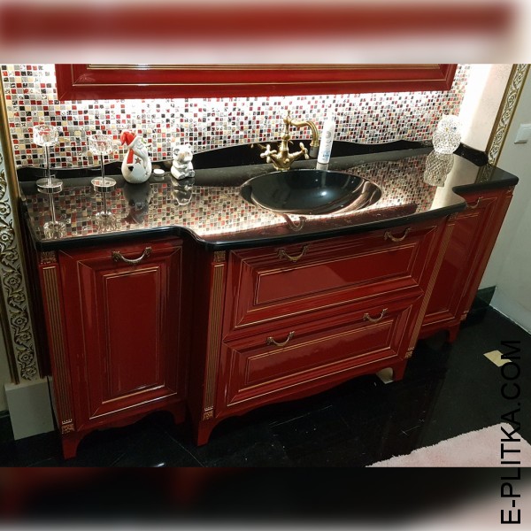 Виготовимо комплект класичних меблів для ванної в Києві на замовлення нестандартних розмірів та за індивідуальним дизайн-проектом. Меблі в класичному стилі з бордового кольору з чорною стільницею. ТЕЛЕФОНУЙТЕ ☎️ +38(073) 576 63 03 ✔️ Найкраща якість та ці