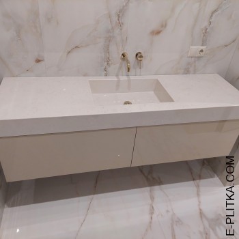 Кремова тумба під стільницю з влитою раковиною