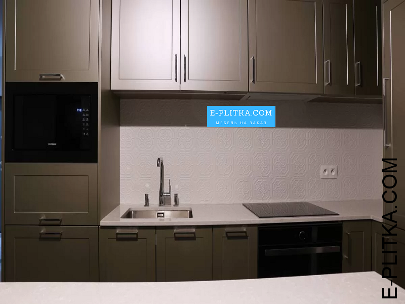 Кухня «Santana» перлиново-бежева з островом 