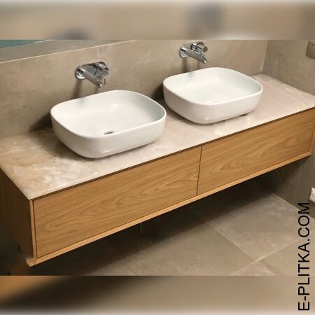 Шпонированая мебель под две чаши-раковины