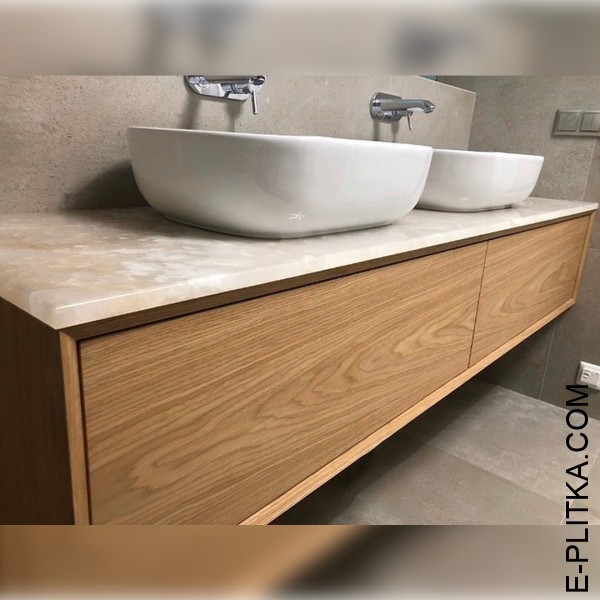 Шпонированая мебель под две чаши-раковины