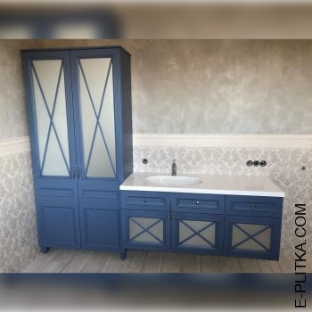 Синій комплект меблів зі стільницею та пеналом