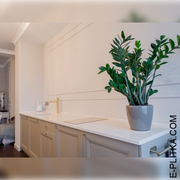 Кухня без навесных шкафов в апартаменты