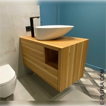 Підвісні меблі з дерева під раковину-чашу