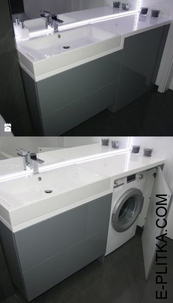 Раковина со стиральной машиной под единой столешницей