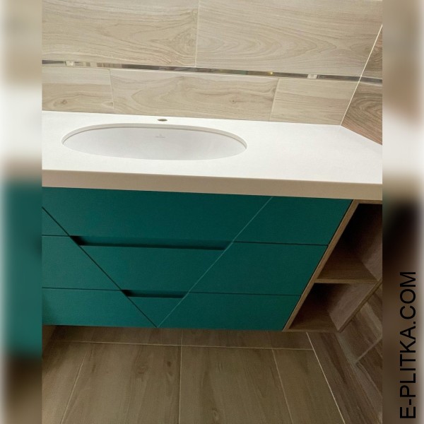 Встроенная мебель со столешницей и врезной раковиной