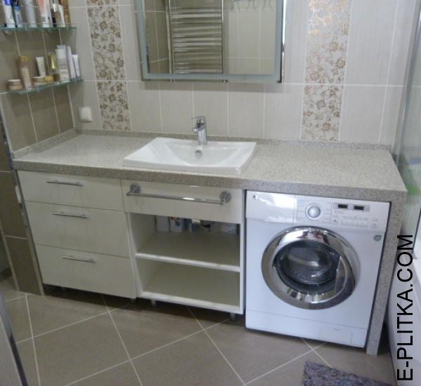 Мебель в ванную со столешницей под стиральную